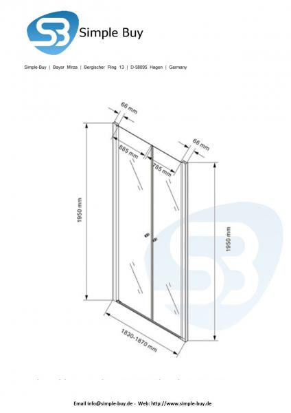 Glas Concept 24 - 185x195cm San Diego - XXL Nischentür - Pendeltür - 8mm ESG